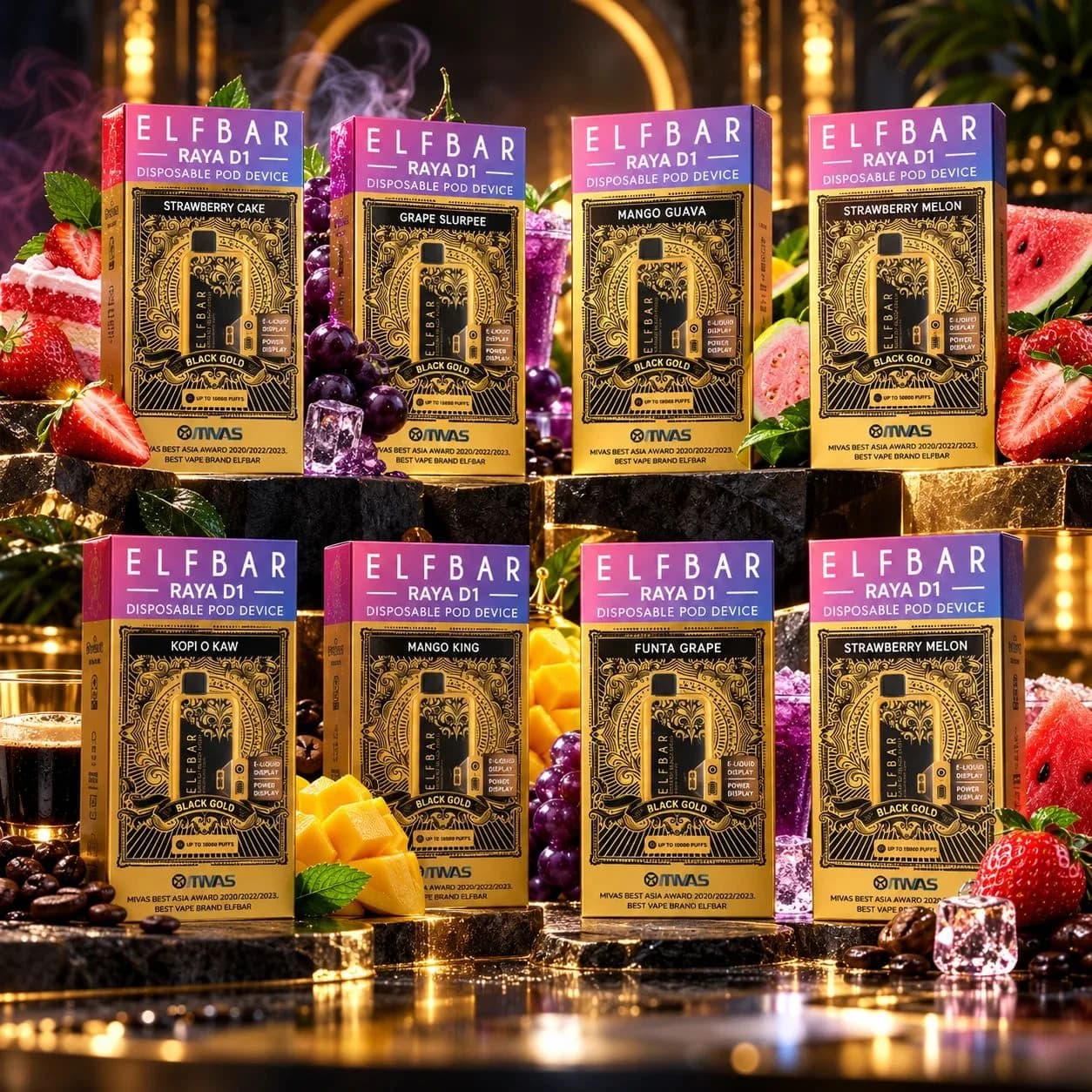 Elfbar Raya D1 Disposable Pod Device (Black Gold) | Vape Store Gurgaon